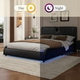 thumbnail image 5 of Full Bed Frame With Built-In Bluetooth Speakers And RGB LED Lighting, Luxurious PU Leather Headboard For Music Sync And Customizable Colors, No Box Spring Needed, Easy Assembly, Black, 5 of 7