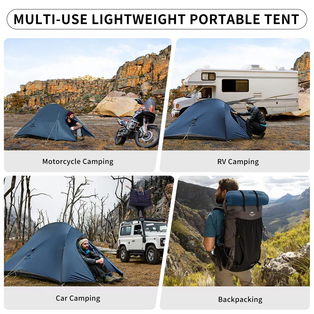 Naturehike Cloud Up Free Standing 2 Person Backpacking Tent Ultralight Nylon Double Layer Camping Tents for Two Person,blue
