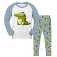 thumbnail image 1 of Fshinging Children Clothes Set Cute Cartoon Dinosaur Print Patchwork Long Sleeve Pajamas Suit 2 Piece Set Garçon Vêtements, 1 of 2