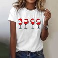 thumbnail image 1 of Camisetas con estampado navideño para mujer, camisetas con estampado divertido de copa de vino y sombrero rojo, Tops de manga corta con cuello redondo, ropa de verano, 2024, 1 of 5