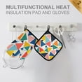 thumbnail image 4 of Yayeee Oven Mitts and Pot Holder Set of 2 Heat Resistant Kitchen Gloves Baking Hot Pad, Red Triangles, 4 of 5