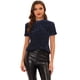thumbnail image 1 of INSPIRE CHIC Blusa de fiesta de manga corta con cuello redondo y lentejuelas de terciopelo para mujer Azul marino L, 1 of 5