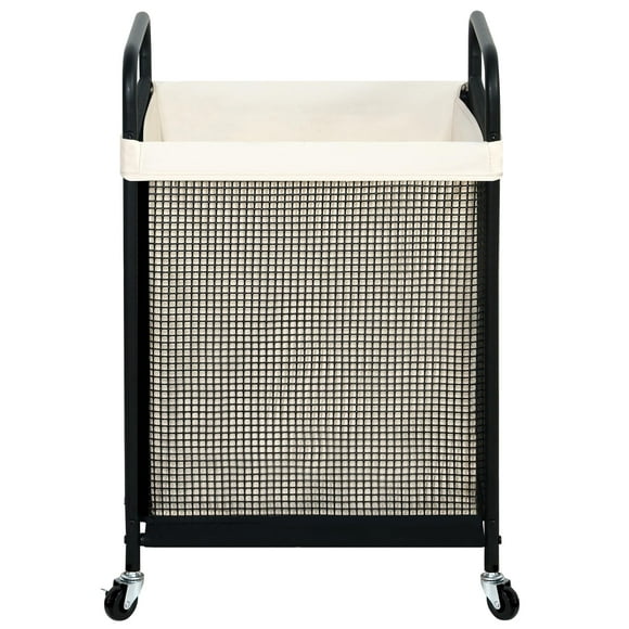 STO STO Cesto para la Ropa sucia, Carro clasificador de Ropa con Ruedas de 90 L con Bolsa de Forro extraíble y Lavable, cesto para Ropa con Ruedas con Mango de Metal para lavadero y Dormitorio