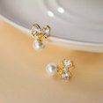 thumbnail image 3 of EOEMY Women 925 Sterling Silver Crystal Bow Drop Dangle Stud Earrings Jewelry-Gold, 3 of 7