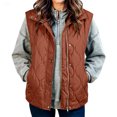 thumbnail image 4 of WTOBBY Women's Solid Color Fashionable Zipper Button Pocket Vest Jacket, Stylish and Functional Vest Top for Casual and Layered Looks,Brown 2XL, 4 of 4