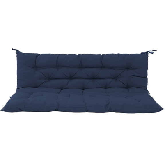 YANGXUN 60 Inch Waterproof Porch Swing Cushion Replacement 4 Inch Thick 2 to 3 Seater Patio Bench Pad with Backrest and Secure Ties for Outdoor Garden Furniture Dark Blue