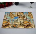 thumbnail image 2 of PKQWTM Vintage Collage European Travel Kitchen Dining Table Mats Placemats Size 12x18 Inches, Set of 2 Pieces, 2 of 2