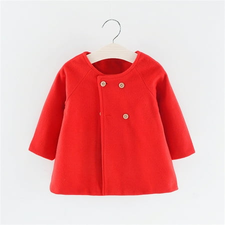 

ZHUASHUM Baby Girls Boys Winter Solid Long Sleeve Button Cape Type Clothes Coat For Kid