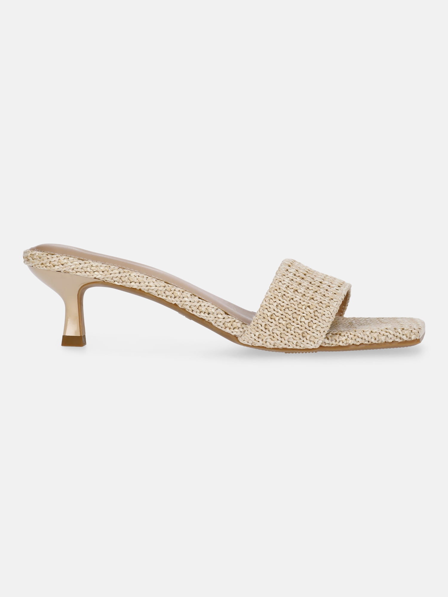 Time and Tru Women's Raffia Kitten Heel Sandals