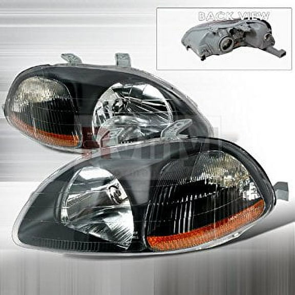 Spec-D Tuning Honda Civic 1996 1997 1998 Euro Headlights - Black Ultra