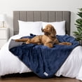 thumbnail image 6 of PetAmi Waterproof Dog Blanket For Medium Large Dogs, Pee Proof Pet Blanket for Couch Bed, Reversible Water Proof Blanket for Puppy Indoor Cat, Soft Dog Fleece Blankets Washable, 40x60 Navy/Gray, 6 of 8