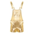 thumbnail image 4 of Sxiwei Men's Shiny Metallic Bib Overalls Dungarees Suspender Hot Shorts Pants Festival Party Clubwear Gold L, 4 of 7