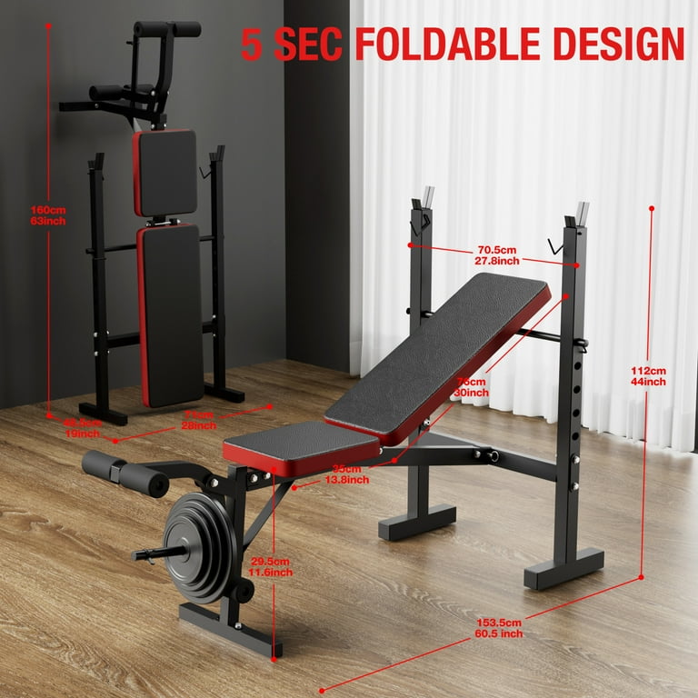 Weight Bench Set,Blacksmith Foldable 750lbs 5-In-1 Workout Bench
