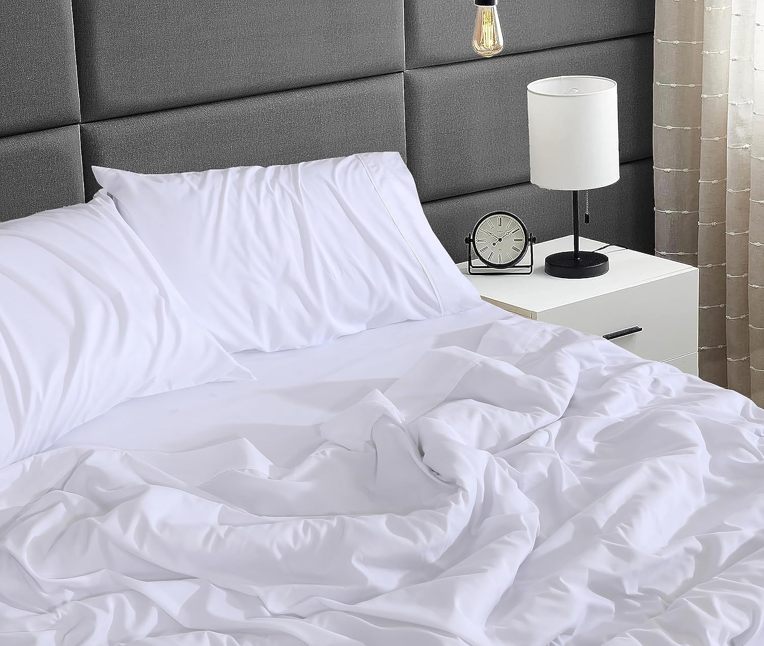 Ruvanti Queen Microfiber Sheet Set, White, 4-Piece photo 2