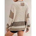 thumbnail image 2 of Women'S Fall Color Block Oversized Cardigan Sweater V-Neck Button Down Knit Cardigan Jacket Khaki L, 2 of 8