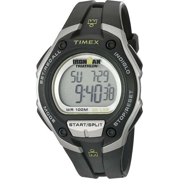 TIMEX Men's IRONMAN Classic 30 Oversized 43mm Watch – Silver-Tone & Black Case with Black Resin Strap