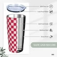 thumbnail image 4 of Pink Checkered Tumbler, Buffalo Plaid 20oz Stainless Steel Insulated Travel Tumbler,Travel Coffee Mug with Lid and Straw Cups Gifts for Women Men, 4 of 6