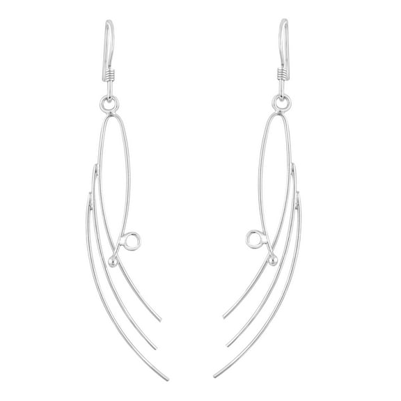 AeraVida Abstract Cascading Tiered Curvy Sticks Sterling Silver Dangle Earrings