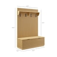 thumbnail image 3 of Render Fluted 3-in-1 Hall Tree With Storage Bench and Coat Rack in Oak, 3 of 10
