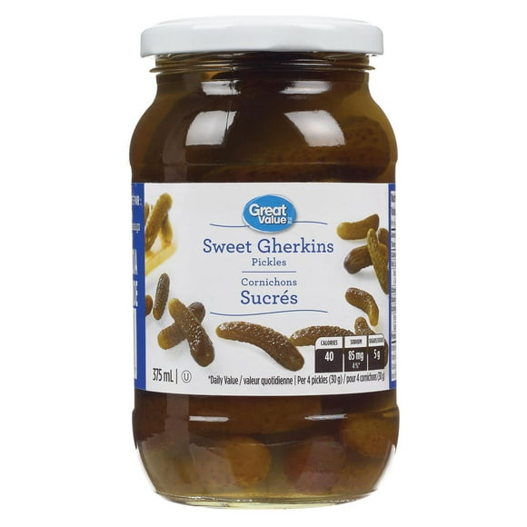 Great Value Sweet Gherkins Pickles, 375 mL