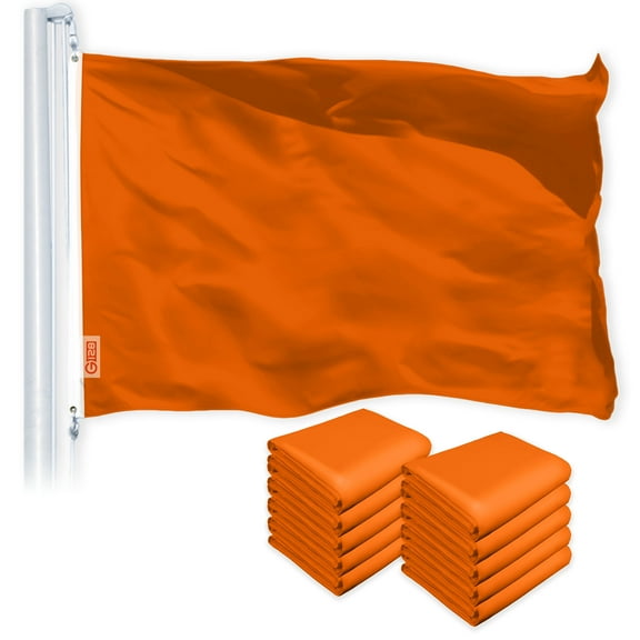 Solid Orange Color Flag 3x5FT 10-Pack Printed 150D Polyester By G128