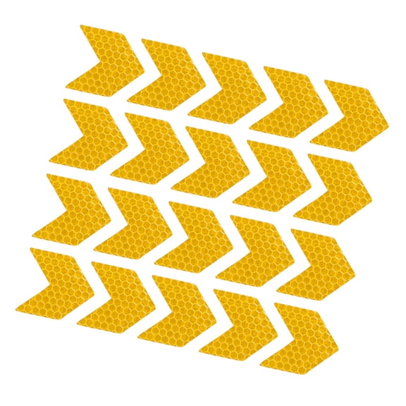 Unique Bargains 20pcs Reflective Stickers Arrow Shape Safety Tape Reflector Universal for Cars Waterproof PET Yellow