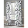thumbnail image 4 of Green Grey Botanical Sheer Curtains 108 Inch Length 2 Panels Set Window Treatments, Watercolor Spring Floral Summer Leaf Rod Pocket Semi Curtains for Living Room/Bedroom/Kitchen Décor, 104"W x 108"L, 4 of 7