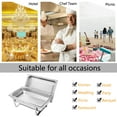 thumbnail image 6 of ROVSUN 8 Qt 4Pack Full Size Stainless Steel Chafing Dishes Buffet Set, Silver Rectangular Catering Chafer Warmer Set with Trays Pan Lid Folding Frame for Kitchen Party Banquet Dining, 6 of 7