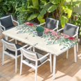 thumbnail image 2 of Watercolor Roses Table Cloths for 6 Foot Rectangle Tables, Spring Flowers Leaves Butterflies Light Beige Patio Waterproof Elastic Fitted Tablecloths, Washable Rectangular Table Cover for Camping, 2 of 8