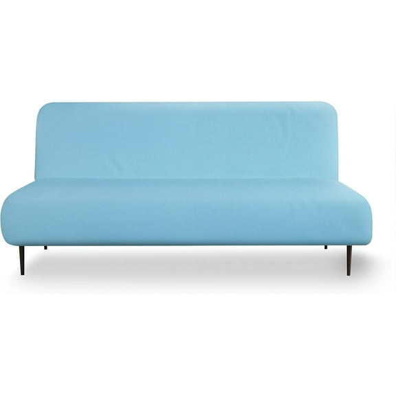 AllWays Plaza Futon Sofa Bed Cover - Stretchable Futon Mattress Cover Full Size, Super Soft Armless Sofa Cover with Elastic Bottom, Knitted Fabric Furniture Protector, Machine Washable - Sky Blue