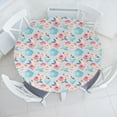 thumbnail image 3 of Ambesonne Vintage Fitted Round Tablecloth, Flowers Roses Teapot, 40"- 44" Diameter, Pale Blue Pale Pink, 3 of 5
