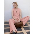 thumbnail image 5 of Firvespy Women's 2 Piece Blazer Outfits Summer Sleeveless V Neck Vest and Wide Leg Pants Set High Waist Tailored Business Casual Suit, 5 of 5