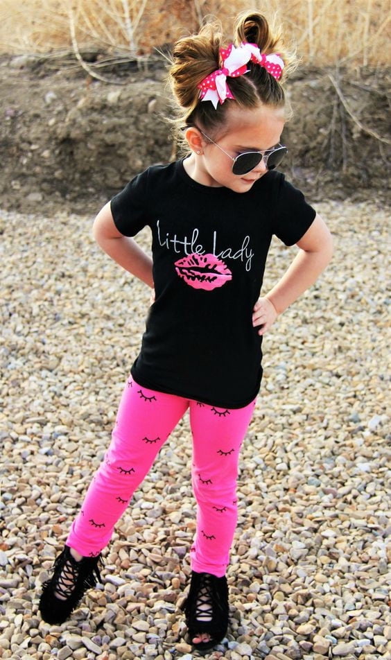 2pcs Baby Girl Kids Bowknot T-shirt Top+Pants Leggings Trousers Outfit Clothes 