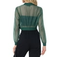 thumbnail image 3 of Chaqueta Bomber Crop INSPIRE CHIC para mujer, chaquetas ligeras de manga larga de malla transparente M Verde, 3 of 6