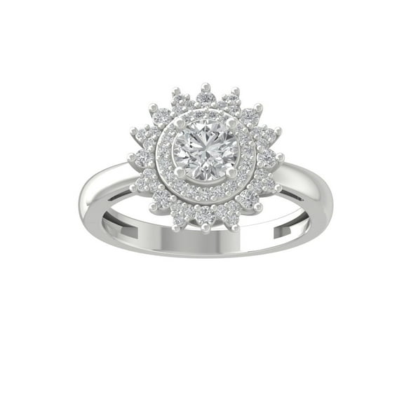 ARAIYA FINE JEWELRY 10K White Gold Diamond Halo Engagement Ring (1 cttw, I-J Color, I2-I3 Clarity) Size 6.5