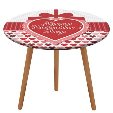 

Bybiment Round Fitted Tablecloth with Elastic Edge Happy Valentine Day Design Hanging Decorative Tablecloth Table Cover 47 Inch