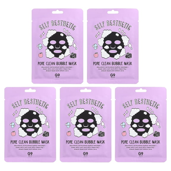 G9skin Self Aesthetic, Pore Clean Bubble Beauty Mask, 5 Sheets, 0.78 fl oz (23 ml) Each