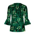 thumbnail image 4 of Blusa de verano para mujer con estampado de pliegues sexy y mangas 3/4 con cuello en V y botones OAVQHLG3B Store  lin121212, 4 of 5