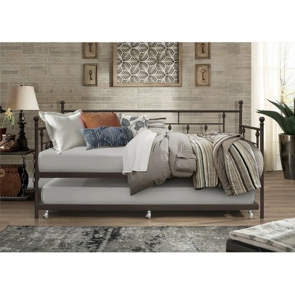 HMD Aine Twin Metal Daybed with Trundle, Copper Brown