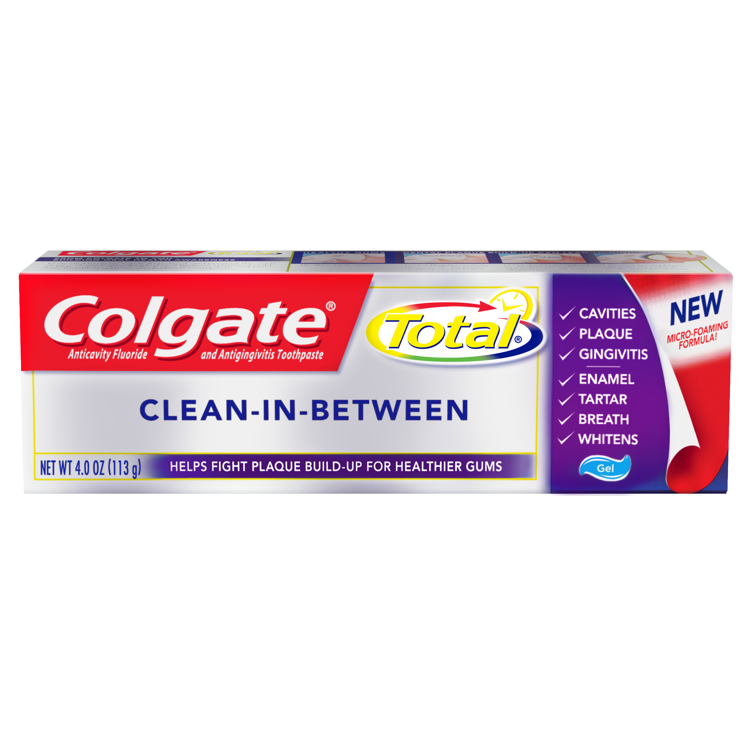 Colgate Total Foaming Gel Toothpaste, CleanInBetween 4 oz