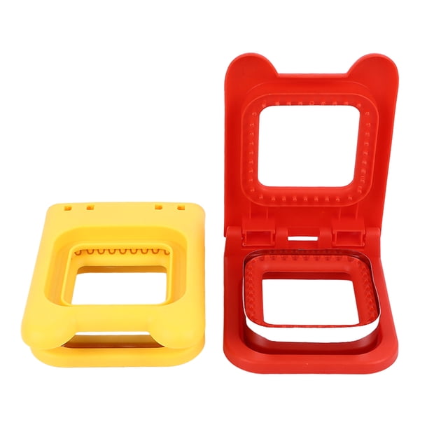 Découpeur de Sandwichs et Décrasseur, 2 Pcs Moules en Acier Inoxydable pour Découper les Sandwichs, Moule à Pain et à Biscuits, Rouge & Jaune