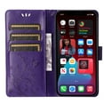 thumbnail image 4 of Designed for iPhone 14 Case, Wrist Strap Flip Kickstand PU Leather Wallet Case Cash Card Slots Holder, Protective Shockproof Pattern Women Cover for iPhone 14, Purple, 4 of 4