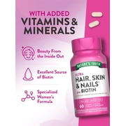 Ultra Hair Skin and Nails Vitamins | 60 Coated Caplets | With Biotin and Collagen | by Nature's Truth