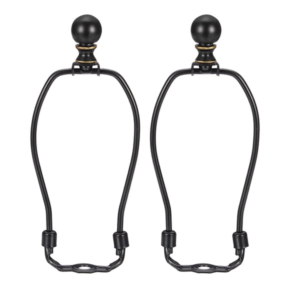 Uxcell 2 Set 6" Lamp Shade Harp Holder, Heavy Duty Detachable Lampshade Brackets with 1.46" Height Solid Metal Finial Shade Holder for Table and Floor Lamps, Black
