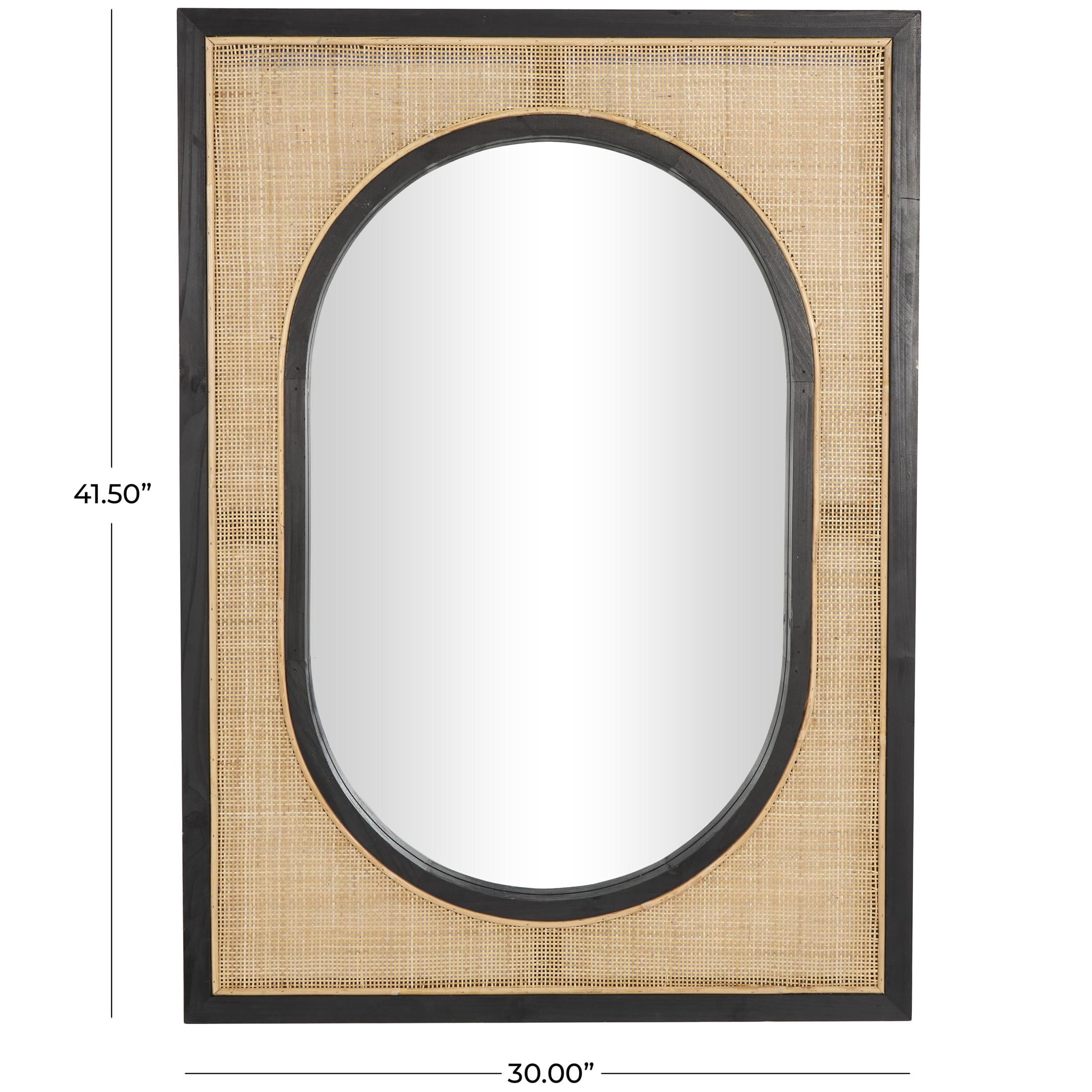 DecMode 30" x 42" Brown Wall Mirror with Black Accent Frames