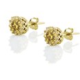 Citrine Yellow Gold Flashed Sterling Silver Crown Stud Earrings