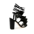 thumbnail image 2 of Ashley Cole Leta Black Nubuck Ruffle Block Heel Open toe City Designer Sandals (Black Nubuck, 8), 2 of 3