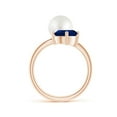 thumbnail image 2 of Angara South Sea Cultured Pearl and Pear-Shaped Sapphire Two Stone Ring in 14K Rose Gold for Women | June Birthstone Jewelry for Her, 2 of 8