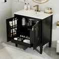 thumbnail image 5 of LiviNest 30" Bathroom Vanity with Sink: Rubber Wood & MDF Cabinet with Ceramic Top - Freestanding Storage Vanity for Vacation Rental Bathroom Renovation & Small Business Space, 5 of 6