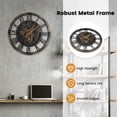 thumbnail image 6 of Costway Large Wall Clock, 27” Gear Clock with World Map, Non-Ticking Decorative Metal Clock, 6 of 10